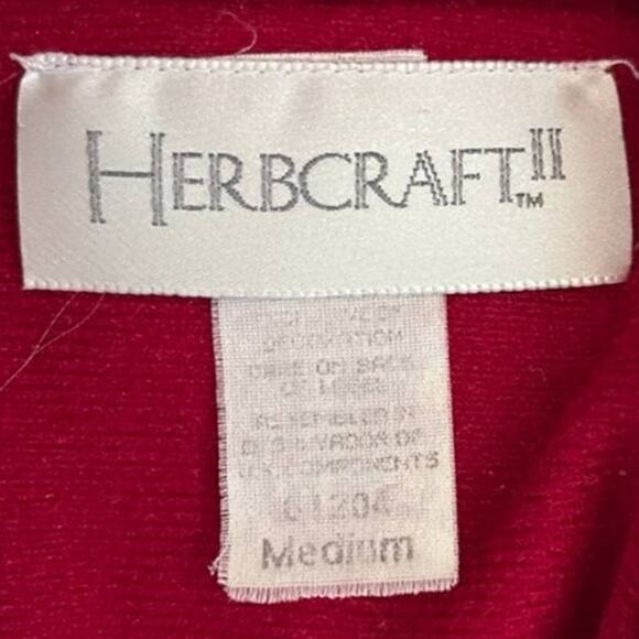 VTG HERBCRAFT Zip Front Satin Shoulder Felted Velour Robe Housecoat in Red SZ M - Picture 8 of 10